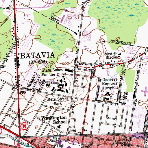 Topographic Map of Batavia Armory, NY