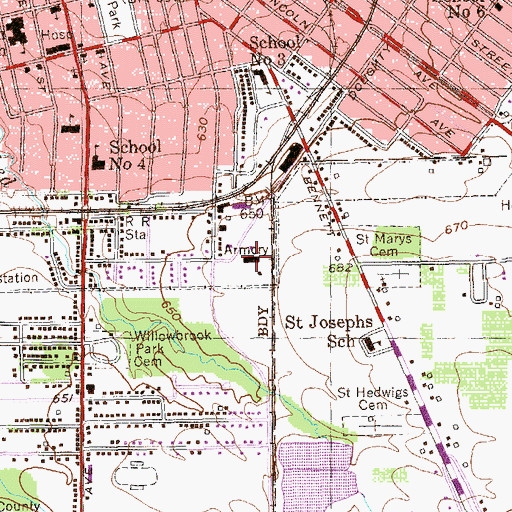 Topographic Map of Dunkirk Armory, NY