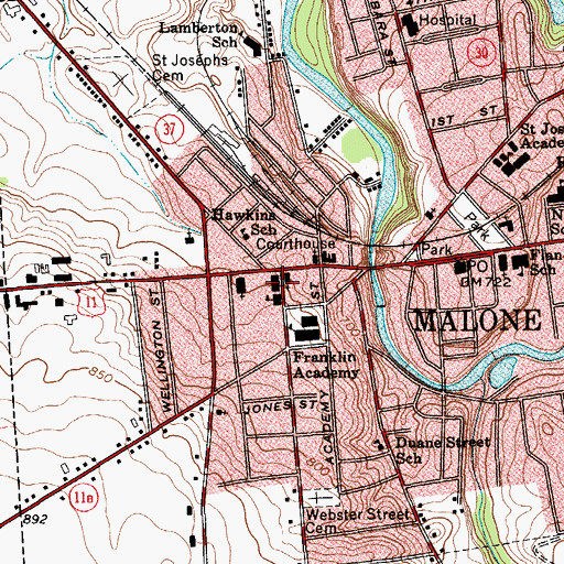 Topographic Map of Malone Armory, NY