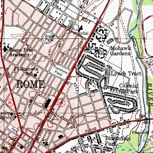 Topographic Map of Rome Armory, NY