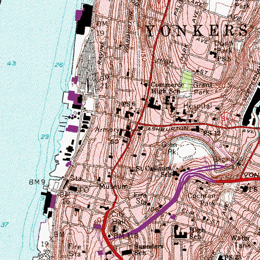 Topographic Map of Yonkers Armory, NY