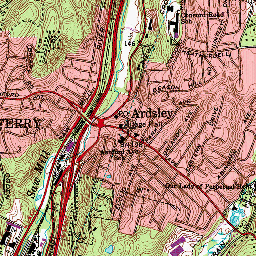 Topographic Map of Ardsley Village Hall, NY