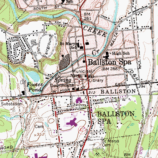 Topographic Map of Ballston Town Hall, NY