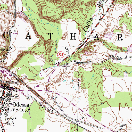 Topographic Map of Catharine Town Hall, NY