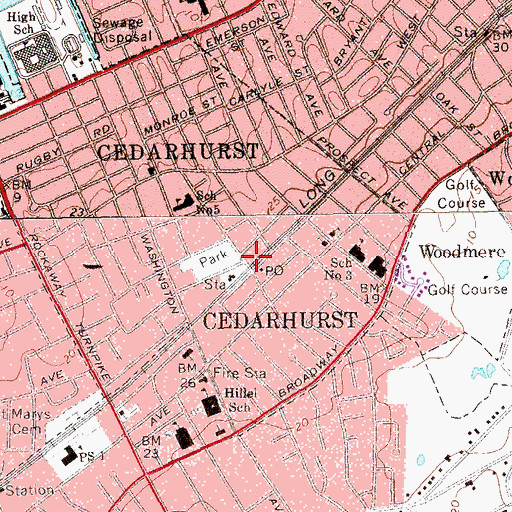 Topographic Map of Cedarhurst Village Hall, NY