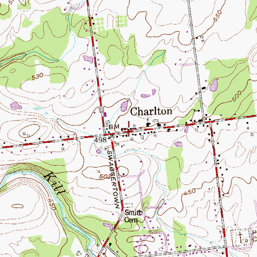 Topographic Map of Charlton Town Hall, NY