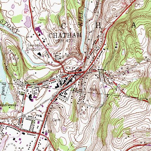 Topographic Map of Chatham Town Hall, NY