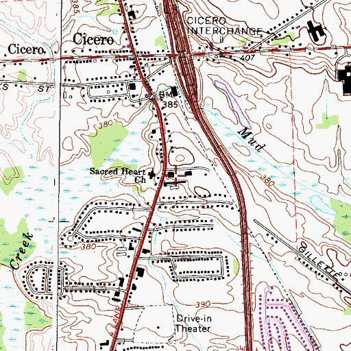 Topographic Map of Cicero Town Hall, NY