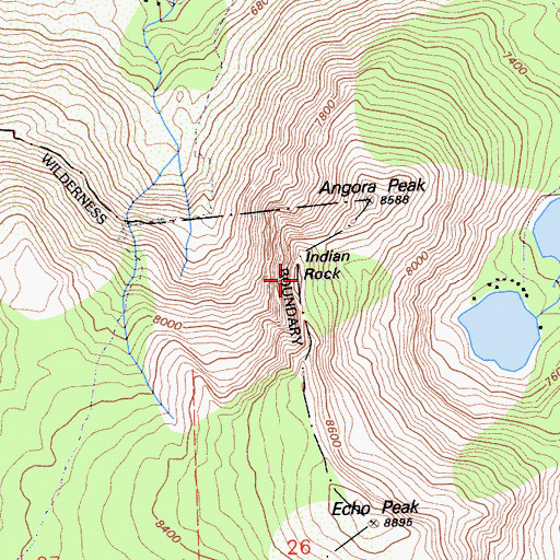 Topographic Map of Indian Rock, CA