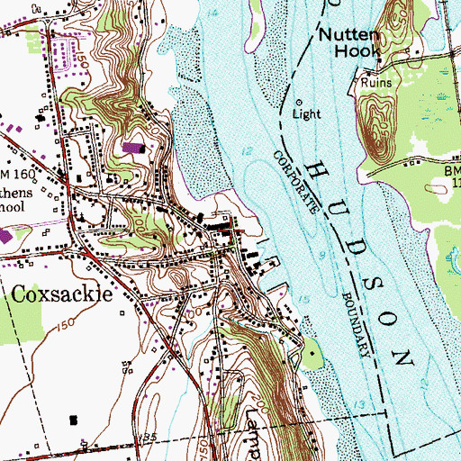 Topographic Map of Coxsackie Town Hall, NY