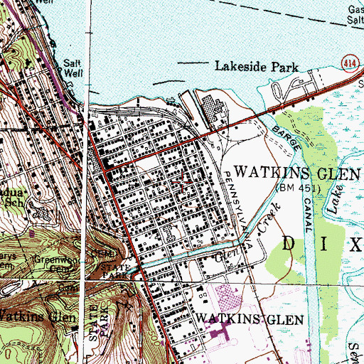 Topographic Map of Dix Town Hall, NY