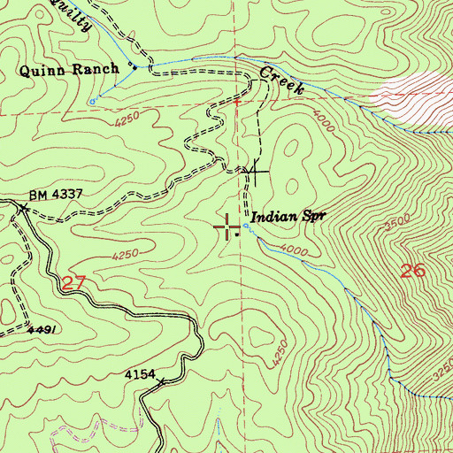 Topographic Map of Indian Spring, CA