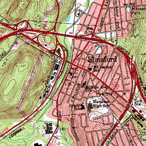 Topographic Map of Elmsford Village Hall, NY