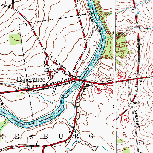 Topographic Map of Esperance Town Hall, NY