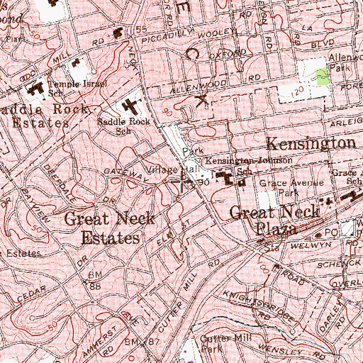 Topographic Map of Great Neck Estates Village Hall, NY