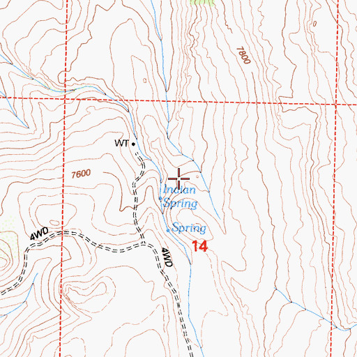 Topographic Map of Indian Spring, CA