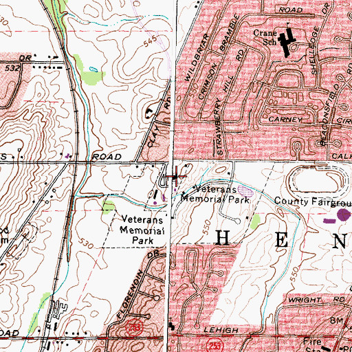 Topographic Map of Henrietta Town Hall, NY