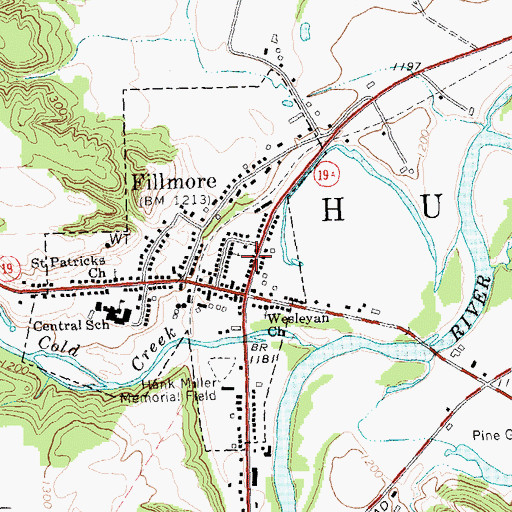 Topographic Map of Hume Town Hall, NY