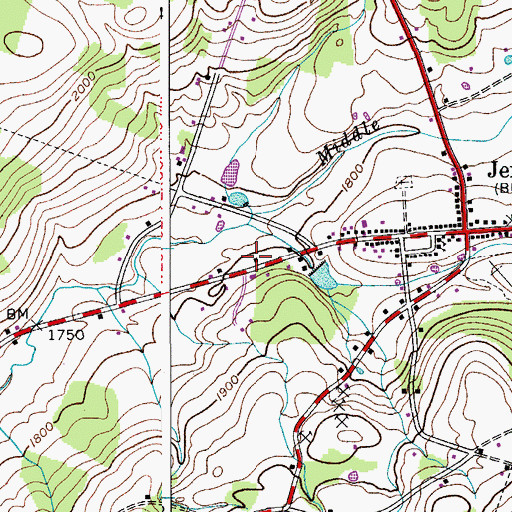 Topographic Map of Jefferson Town Hall, NY