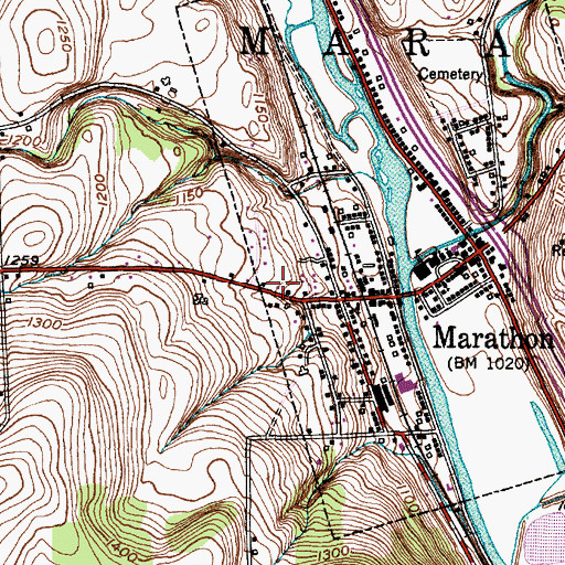 Topographic Map of Marathon Town Hall, NY