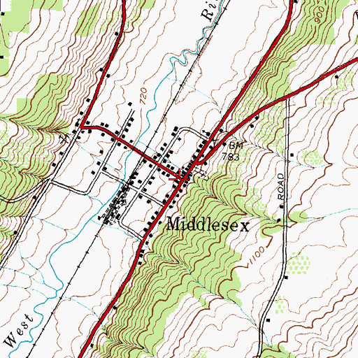 Topographic Map of Middlesex Town Hall, NY