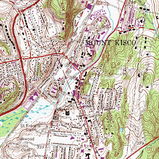 Topographic Map of Mount Kisco Village Hall, NY