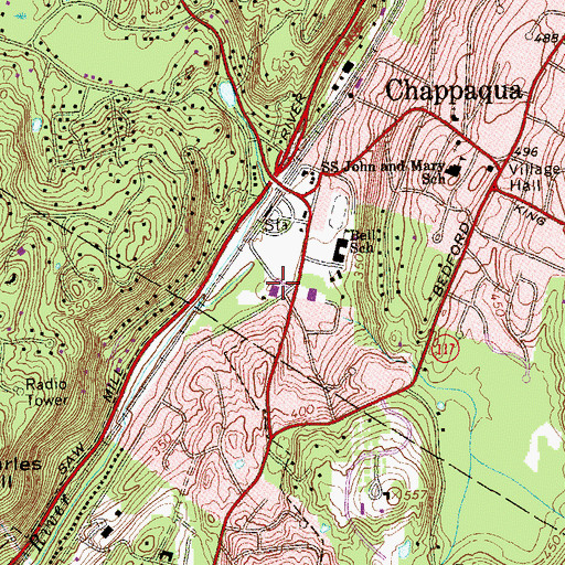 Topographic Map of New Castle Town Hall, NY