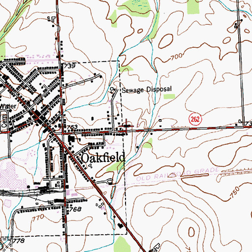 Topographic Map of Oakfield Town Hall, NY