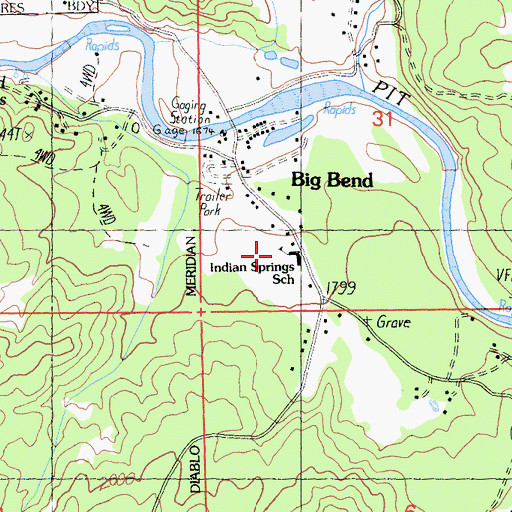 Topographic Map of Indian Springs Elementary School, CA