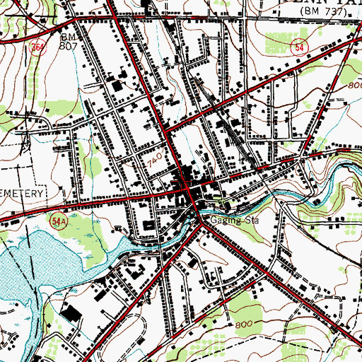 Topographic Map of Penn Yan Village Hall, NY