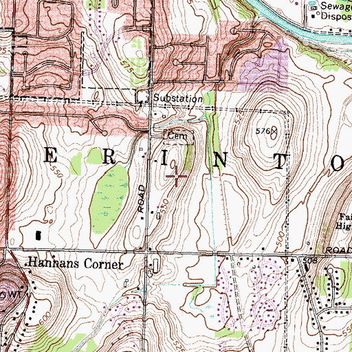 Topographic Map of Perinton Town Hall, NY