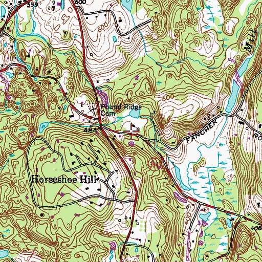 Topographic Map of Pound Ridge Town Hall, NY