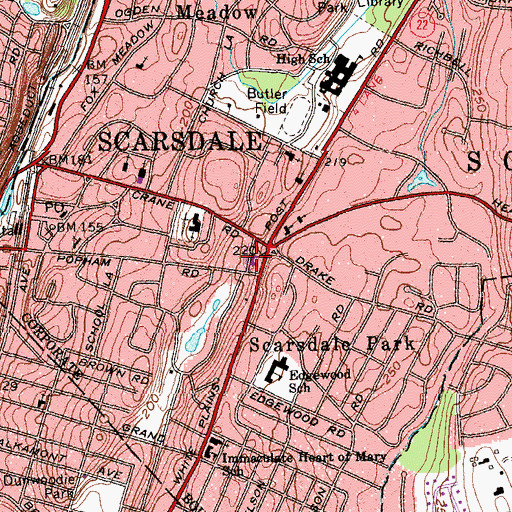 Topographic Map of Scarsdale Village Hall, NY
