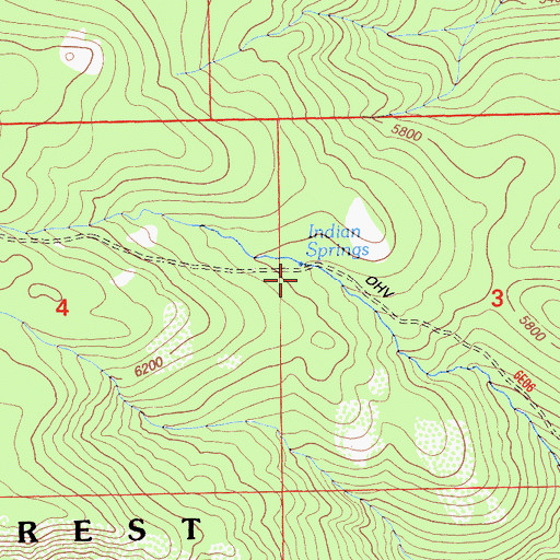Topographic Map of Indian Springs, CA