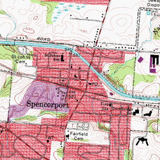 Topographic Map of Spencerport Village Hall, NY