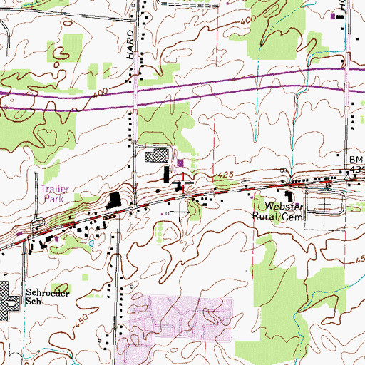 Topographic Map of Webster Town Hall, NY