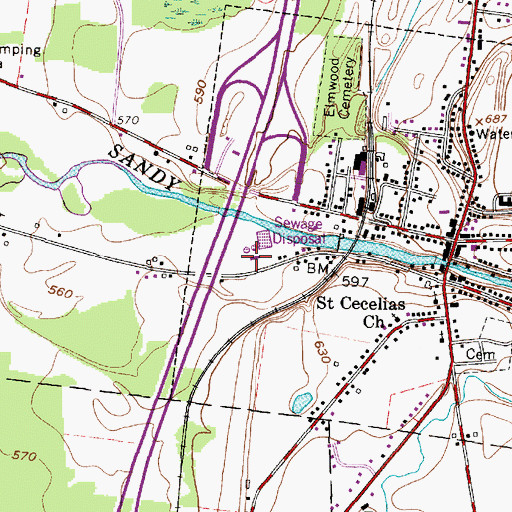 Topographic Map of Adams Village Wastewater Treatment Facility, NY