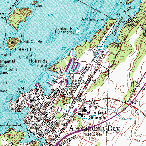 Topographic Map of Alexandria Bay Wastewater Treatment Plant, NY