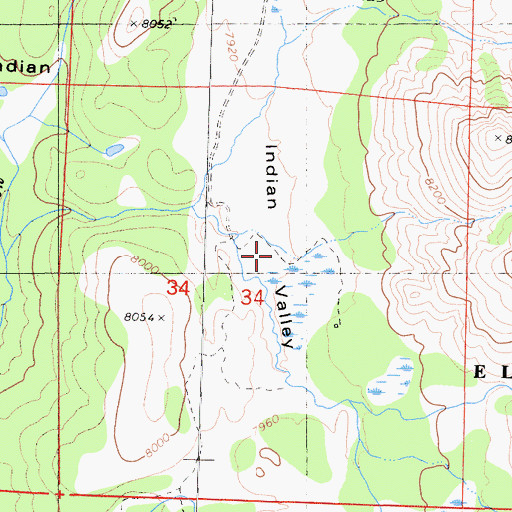 Topographic Map of Indian Valley, CA