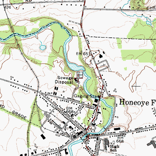 Topographic Map of Honeoye Falls Wastewater Treatment Plant, NY