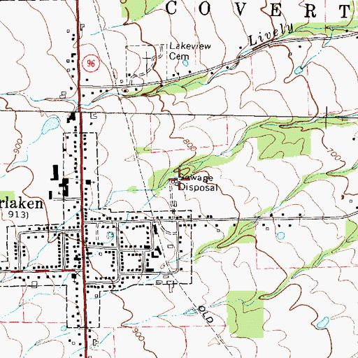 Topographic Map of Interlaken Village Sewage Treatment Plant, NY
