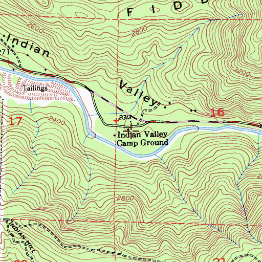 Topographic Map of Indian Valley Camp Ground, CA