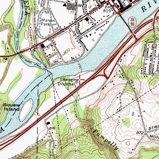 Topographic Map of Owego Village Sewage Treatment Plant, NY