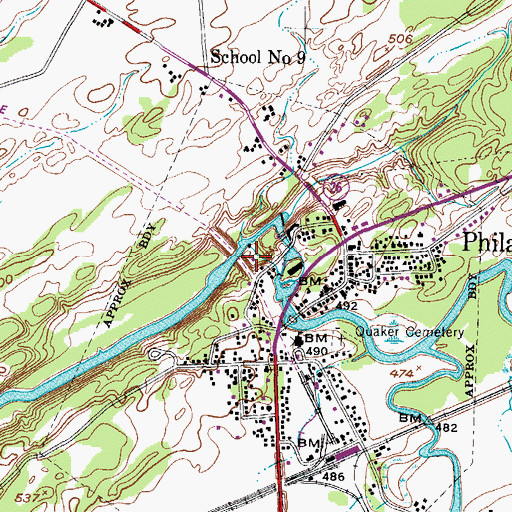 Topographic Map of Philadelphia Village Wastewater Treatment Plant, NY