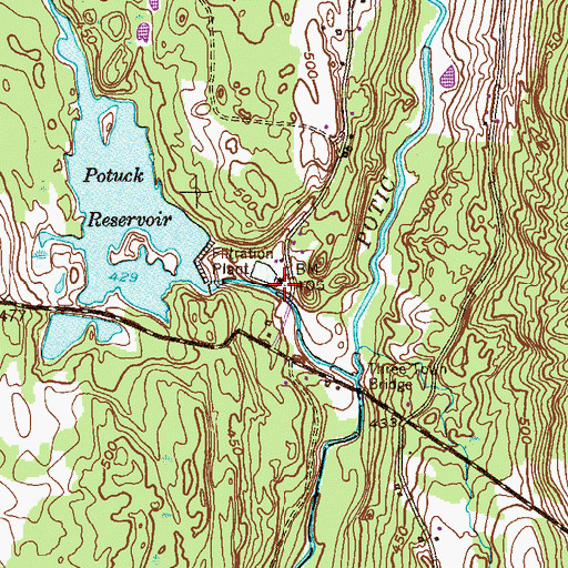 Topographic Map of Potic Reservoir Water Treatment Plant, NY