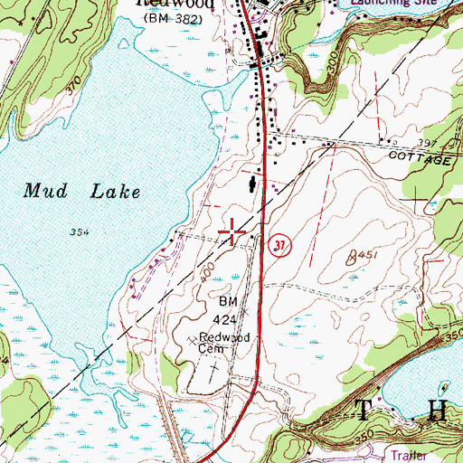 Topographic Map of Redwood Sewage District Wastewater Treatment Plant, NY