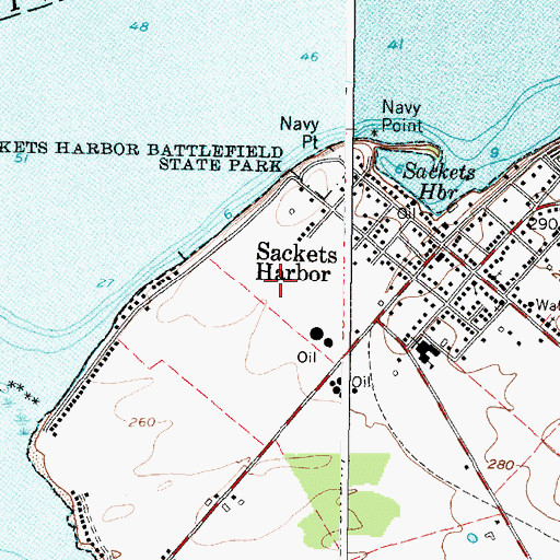 Topographic Map of Sackets Harbor Sewage Treatment Plant, NY