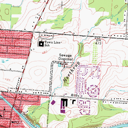 Topographic Map of Spencerport Wastewater Treatment Plant, NY