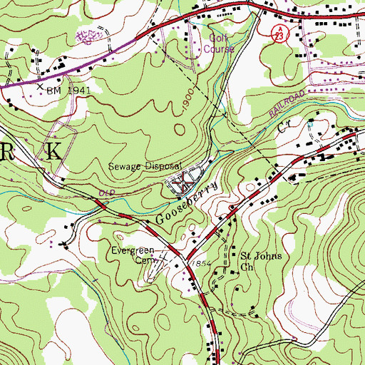 Topographic Map of Tannersville Village Wastewater Treatment Plant, NY