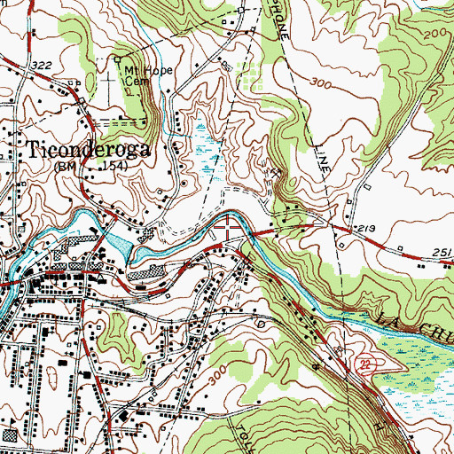 Topographic Map of Ticonderoga Town Wastewater Treatment Plant, NY